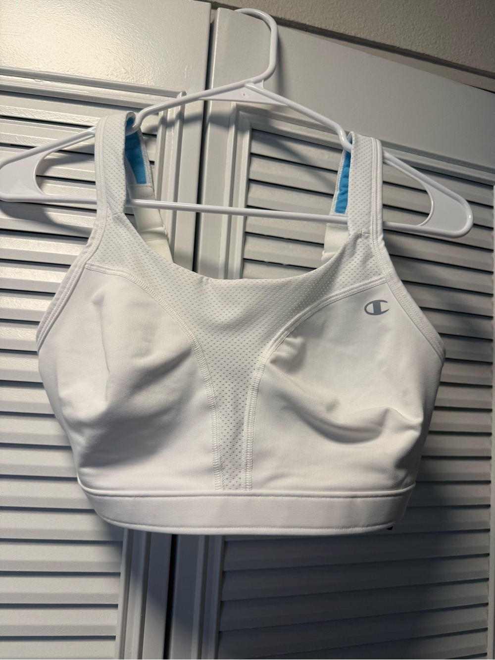 Champion White & Light Blue Padded Sports Bra